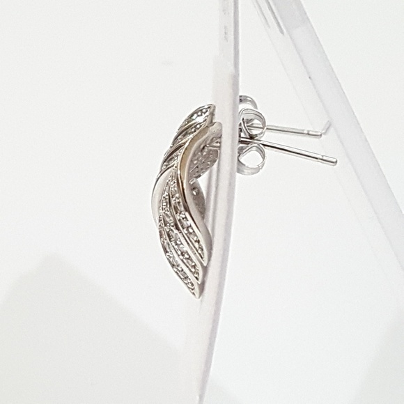 White-Gold Simulated Diamond Earrings - Picture 4 of 6